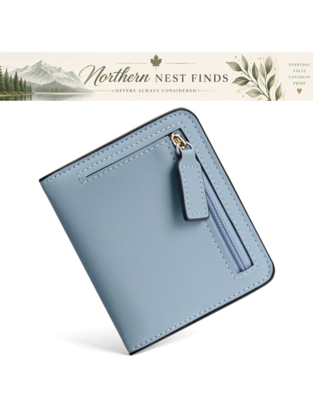 Toughergun RFID Blocking Small Compact Bifold Faux Leather Wallet with ID Window